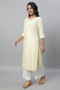 Yellow Round Neck Casual Kurta