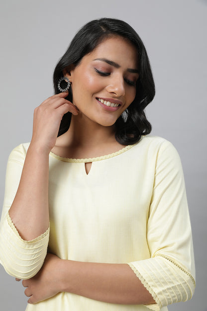 Yellow Round Neck Casual kurta