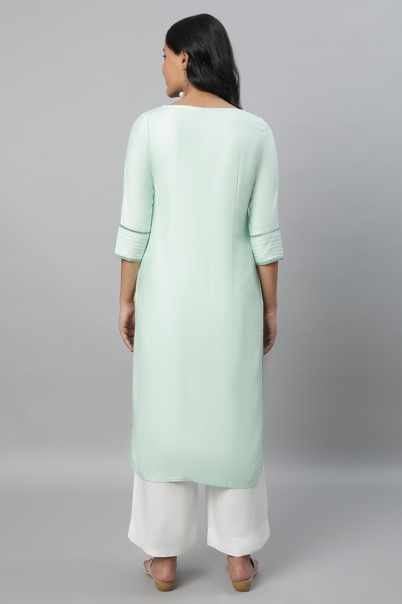 Green Round Neck Casual kurta