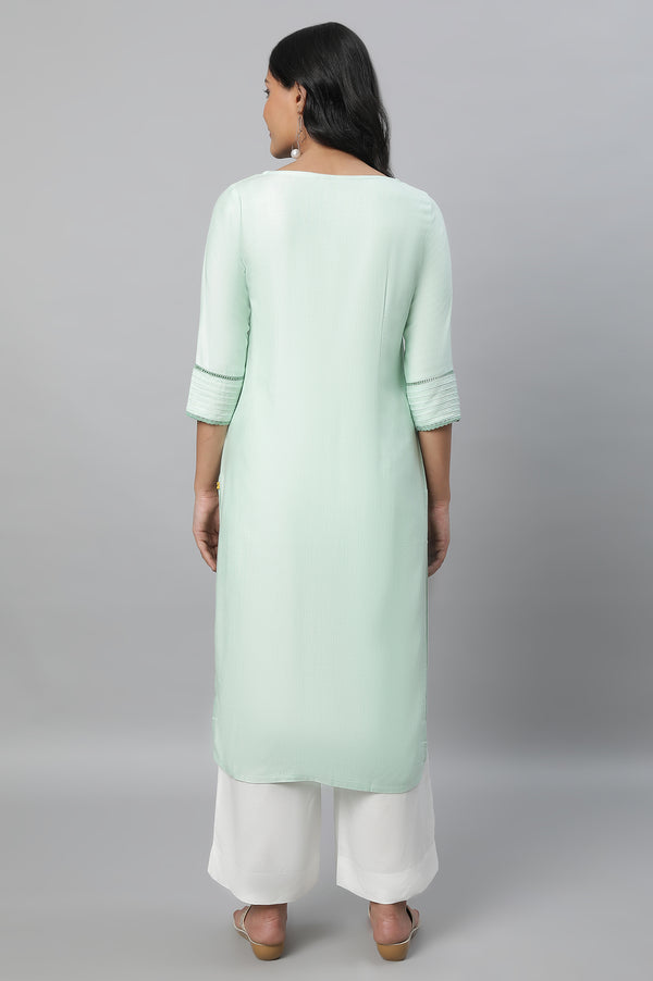 Green Round Neck Casual kurta