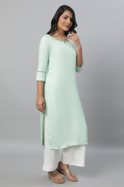 Green Round Neck Casual kurta