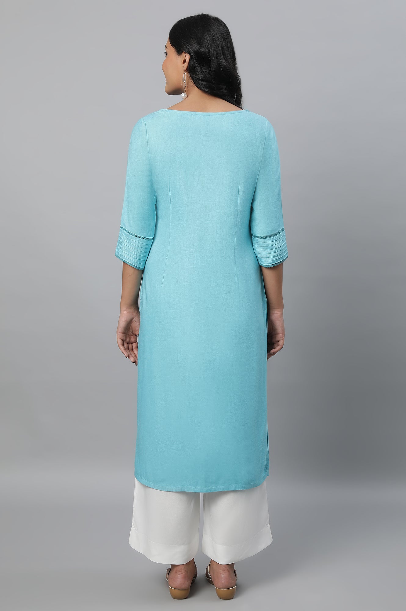 Blue Round Neck Casual kurta