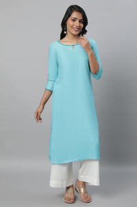 Blue Round Neck Casual kurta
