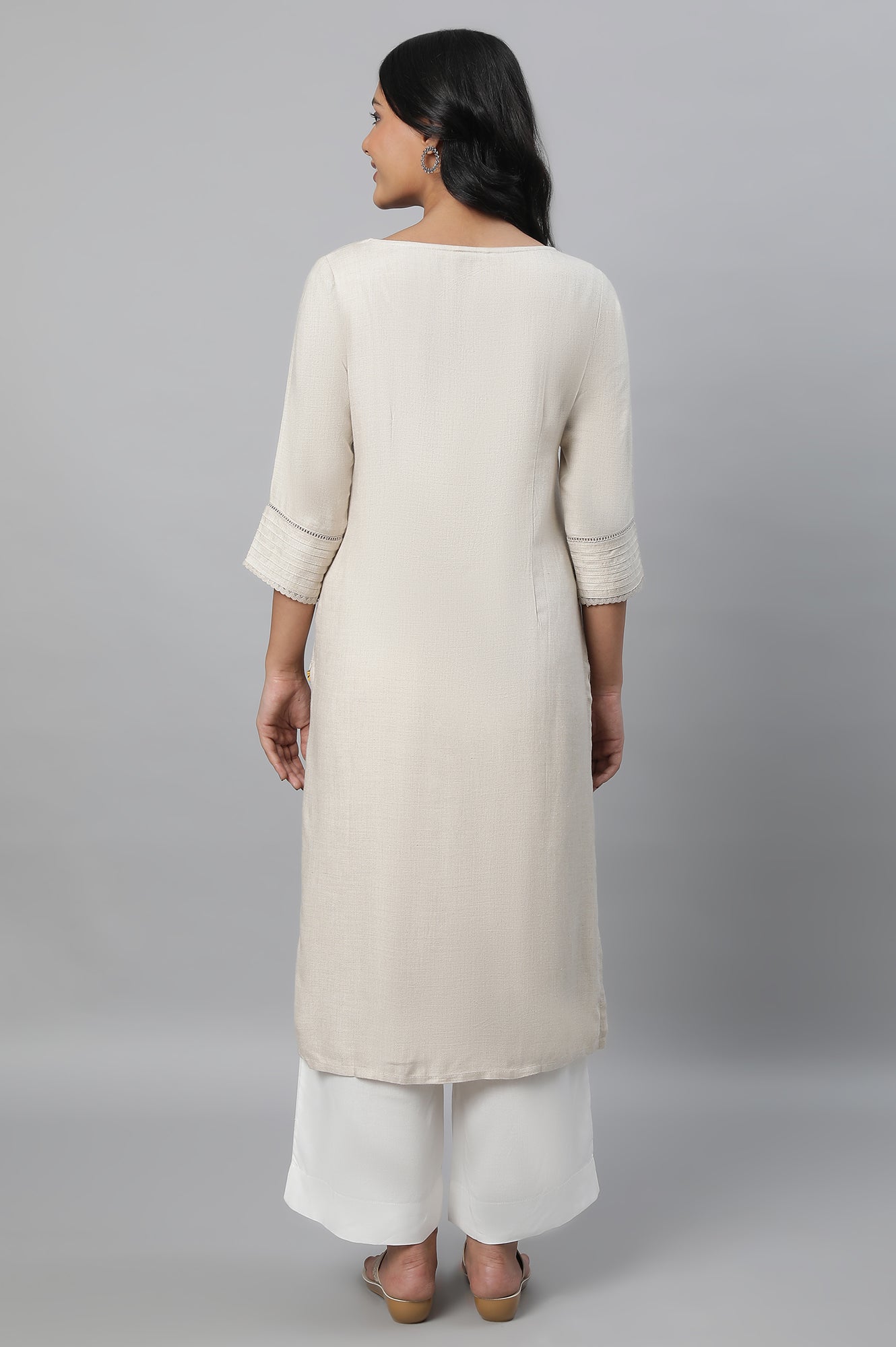 Beige Round Neck Casual kurta