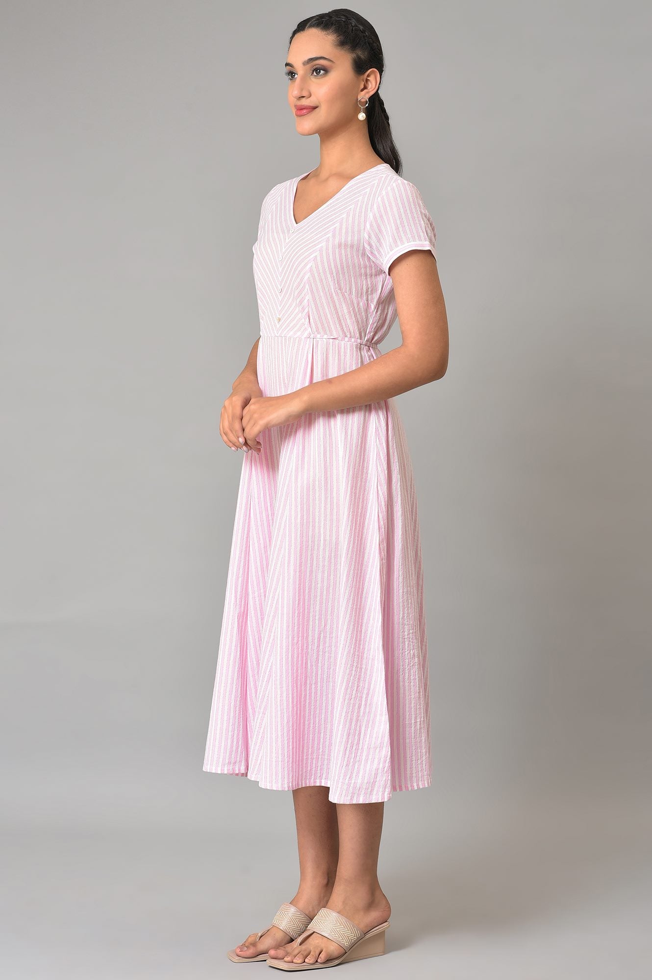 pink purple striped dress Buy Purple Stripes V-Neck Summer Dress Online for Woman
