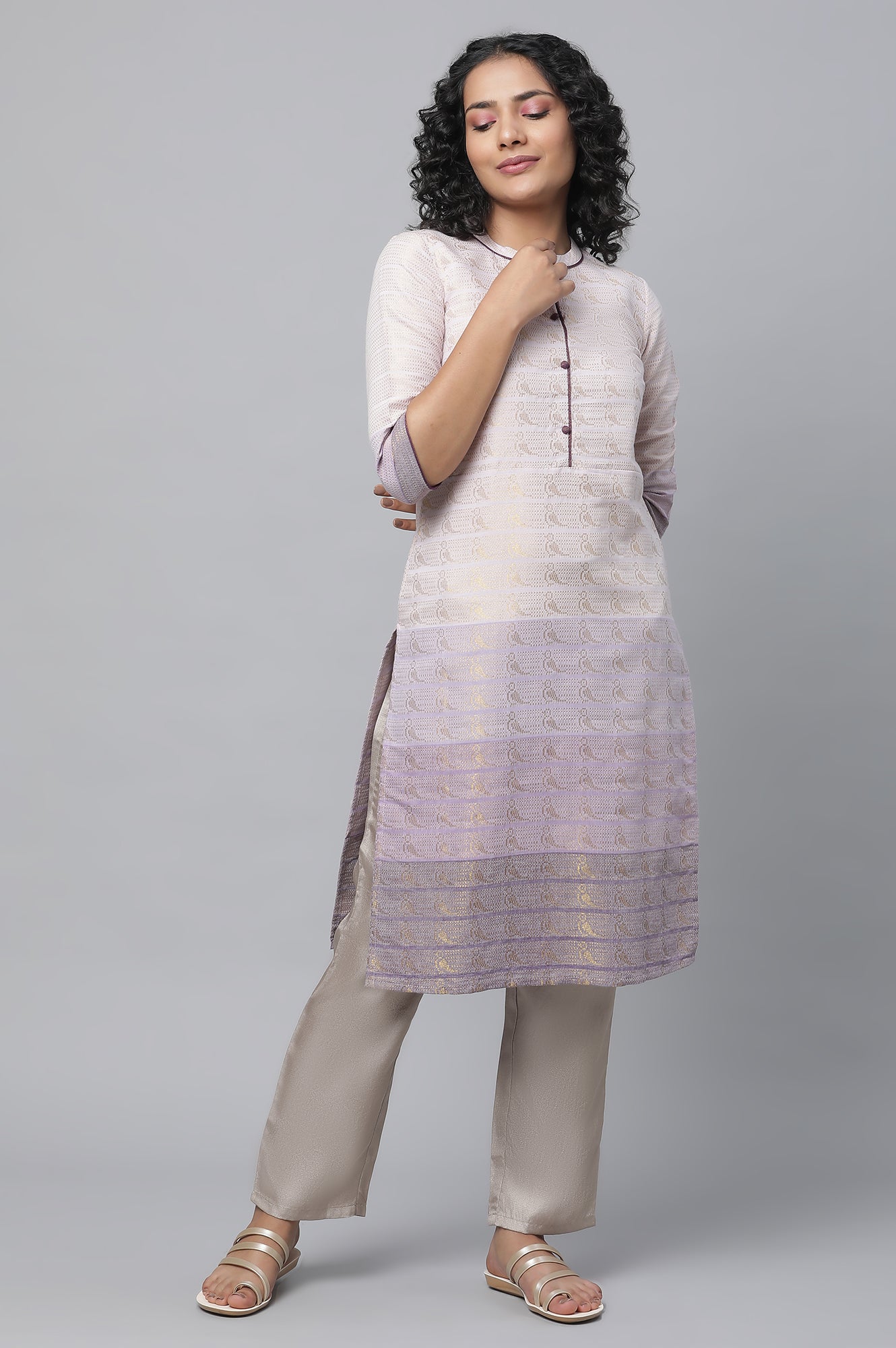 Purple Tozal Zari Dobby kurta