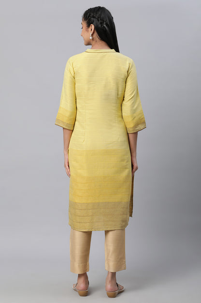 Yellow Tonal Zari Dobby Kurta