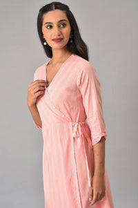 Peach A-Line Printed Summer Plus Size Dress