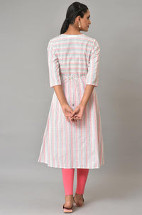 White Striped A Line Cotton Kurta