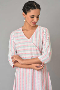 White Striped A Line Cotton Kurta