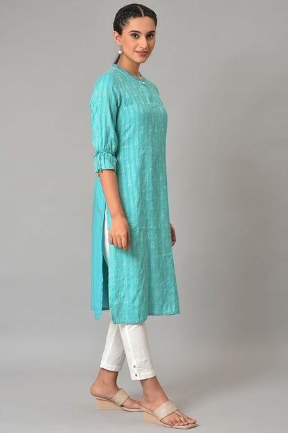 Green Printed Dobby kurta