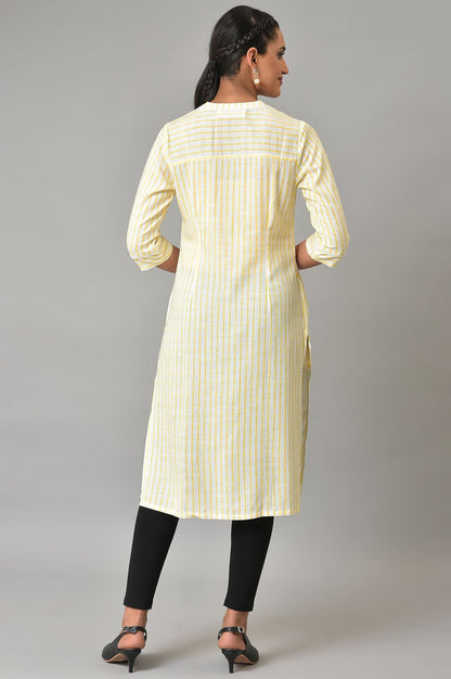 Yellow Stripe Printed Casual kurta