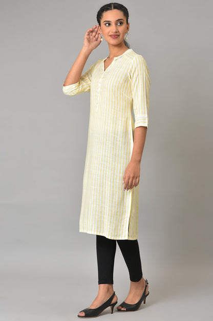 Yellow Stripe Printed Casual kurta