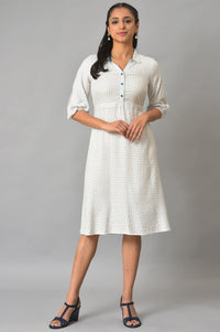 White A-Line Shirt Collar Plus Size Dress