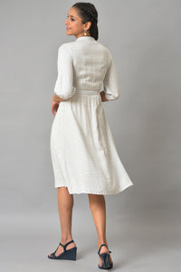 White A-Line Shirt Collar Plus Size Dress
