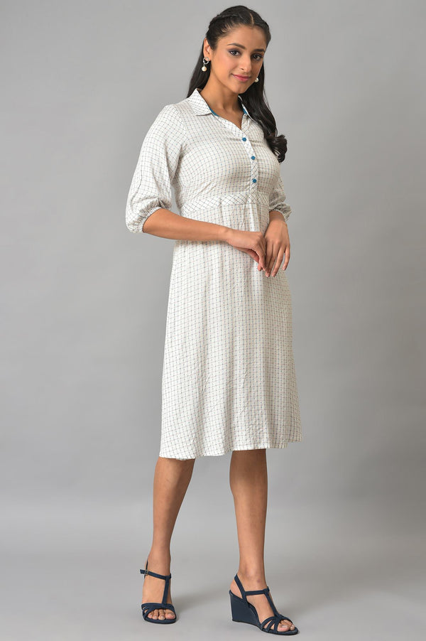 White A-Line Shirt Collar Plus Size Dress