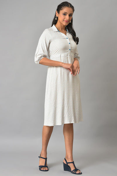 White A-Line Shirt Collar Dress