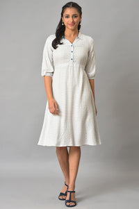 White A-Line Shirt Collar Plus Size Dress