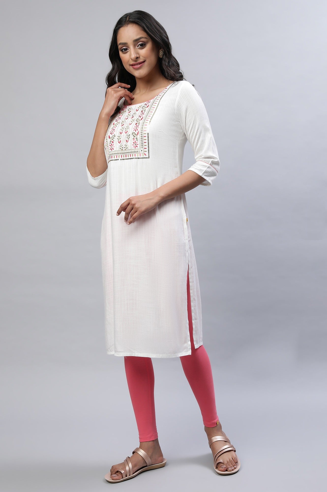 White Zari Embroidered Festive kurta