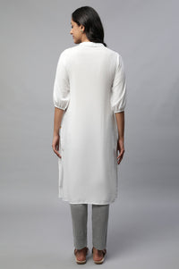 White Embroidered Straight Kurta