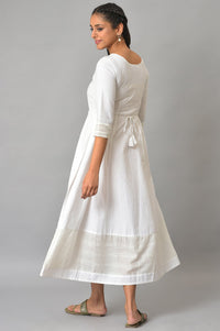 White Flared Printed Modern Ethnic Plus Size Dress
