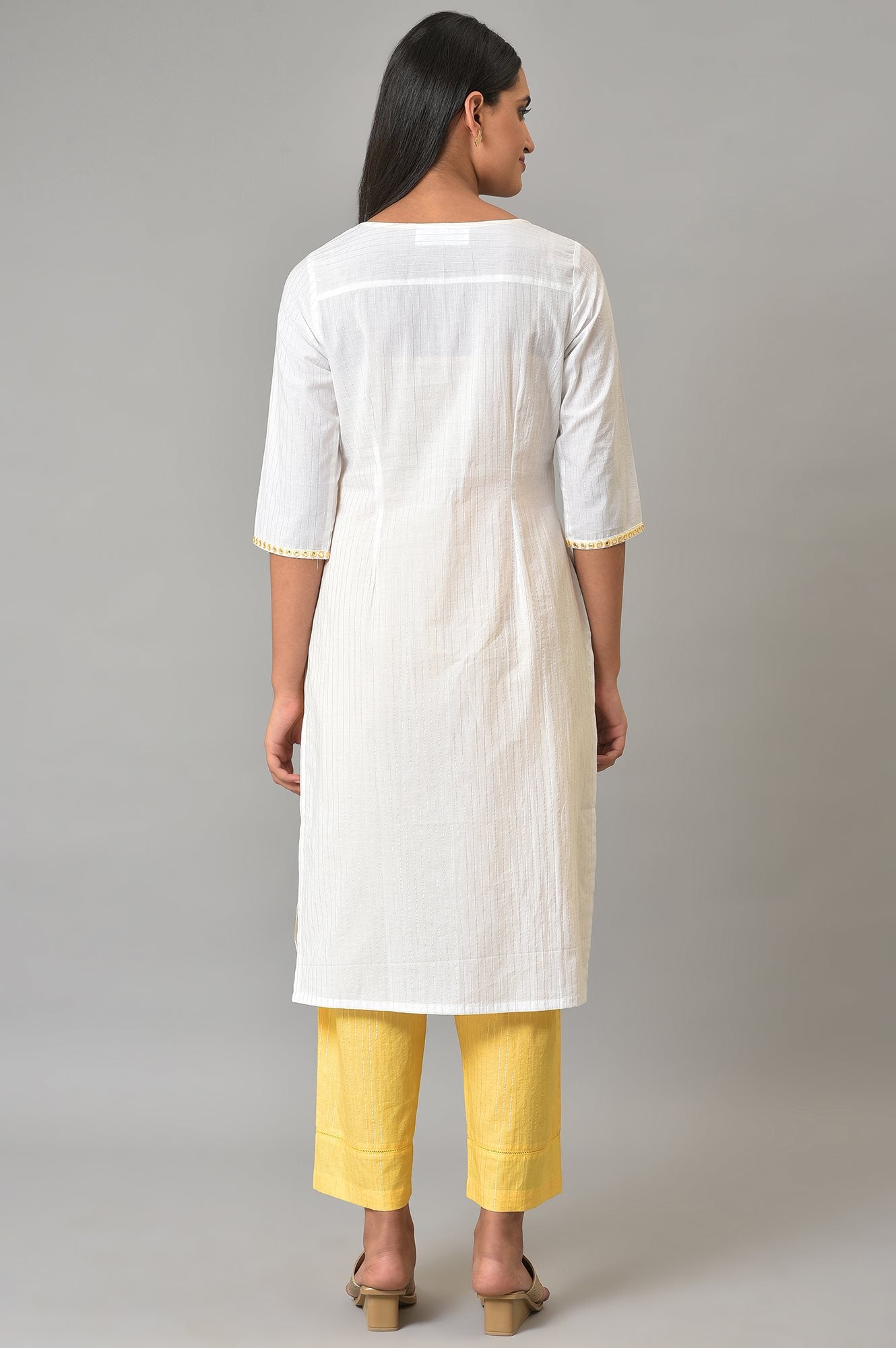 White Zari Embroidered Festive kurta