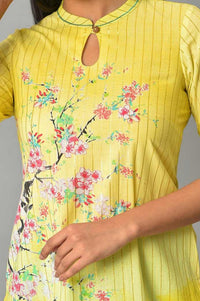Yellow Floral Printed Straight Summer kurta