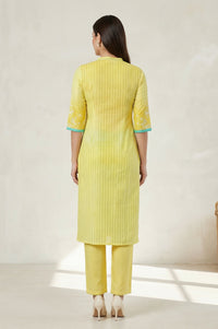 Yellow Floral Printed Straight Summer kurta
