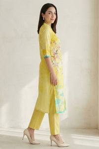 Yellow Floral Printed Straight Summer kurta