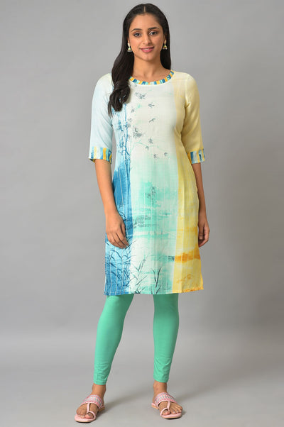 Multi-Coloured Printed Straight kurta
