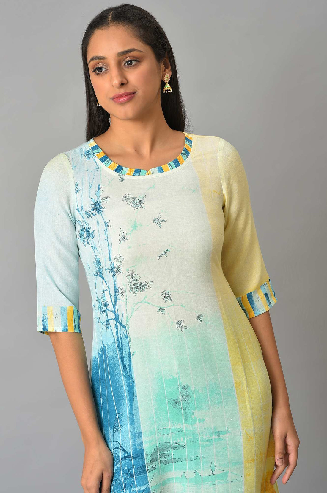 Multi-Coloured Printed Straight kurta