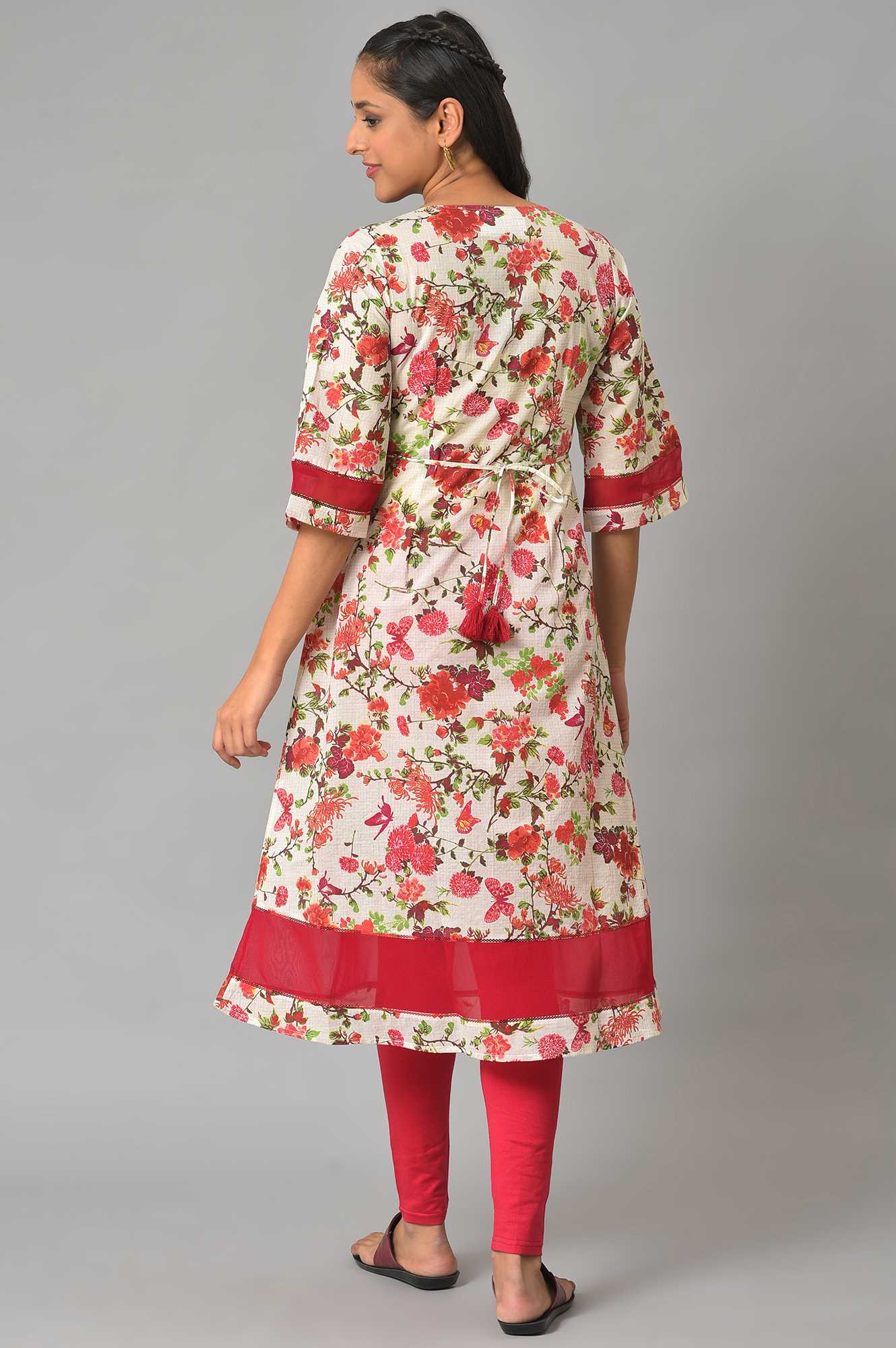 Natural Floral Printed A-Line kurta