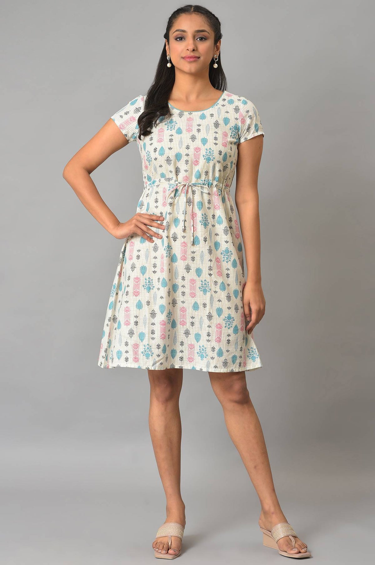 Lavender Floral Printed Plus Size Cotton kurta - 3XL