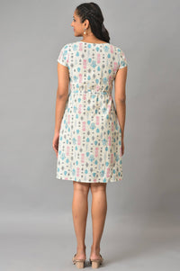 Off-White A-Line Printed Summer Dress