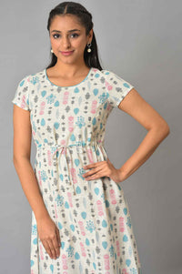 Lavender Floral Printed Plus Size Cotton kurta