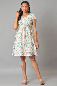 Lavender Floral Printed Plus Size Cotton kurta
