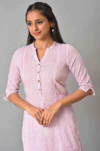 Purple Stripe Printed Straight kurta
