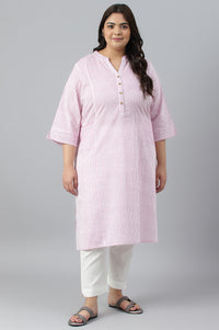 Purple Stripe Printed Straight Plus Size kurta