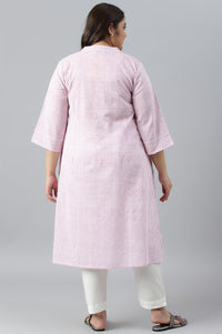 Purple Stripe Printed Straight Plus Size kurta