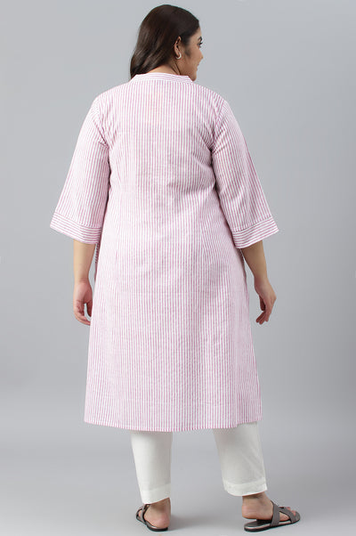 Purple Stripe Printed Straight Plus Size kurta