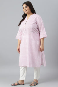 Purple Stripe Printed Straight Plus Size kurta