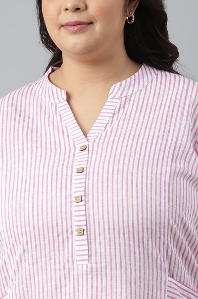 Purple Stripe Printed Straight Plus Size kurta