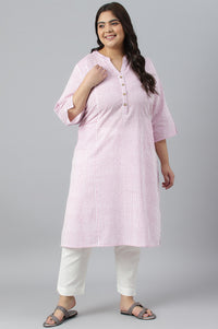 Purple Stripe Printed Straight Plus Size kurta