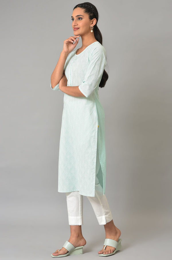 Blue Printed Cotton kurta
