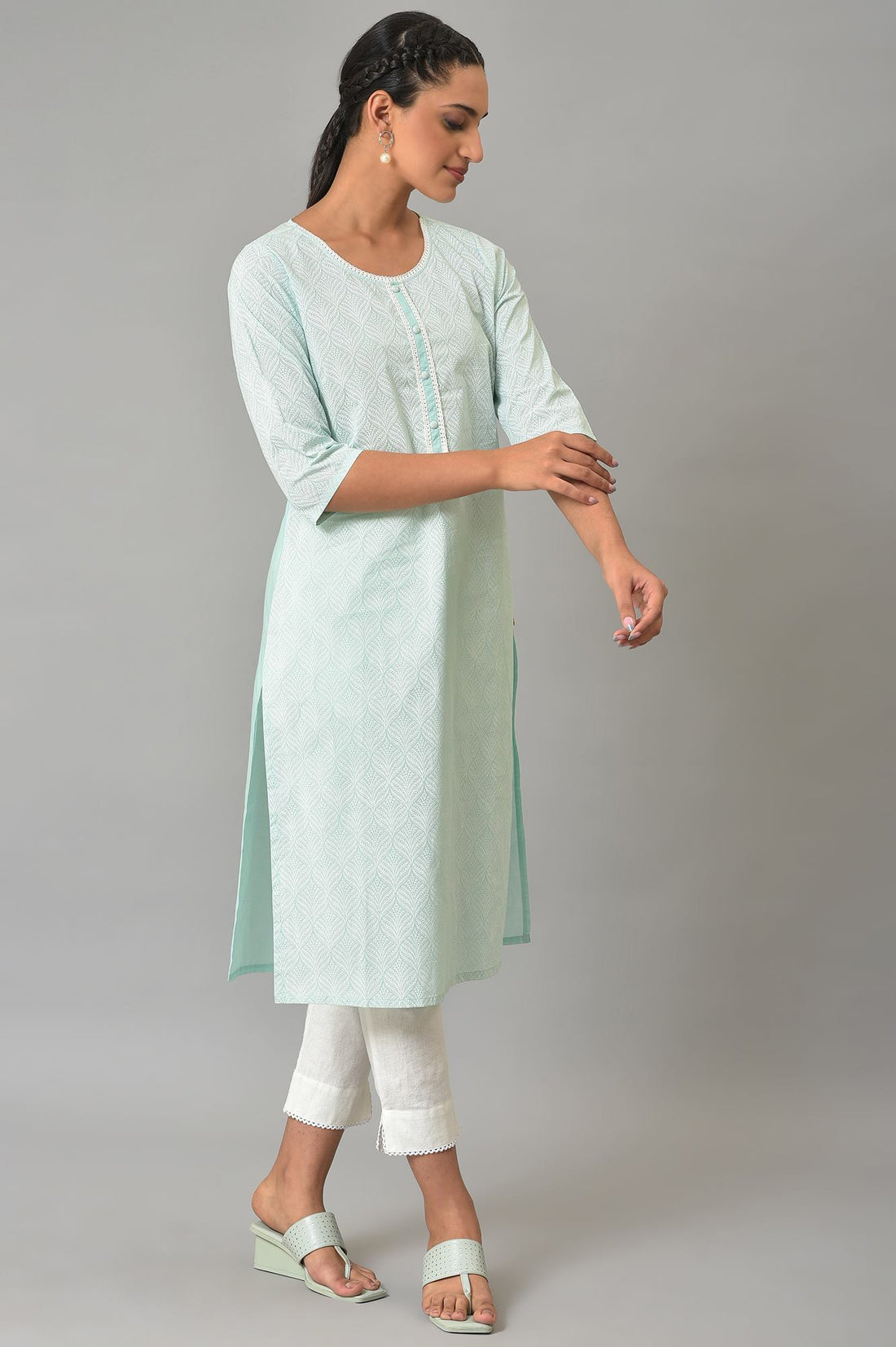 Blue Printed Cotton kurta