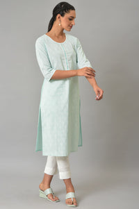 Blue Printed Cotton kurta