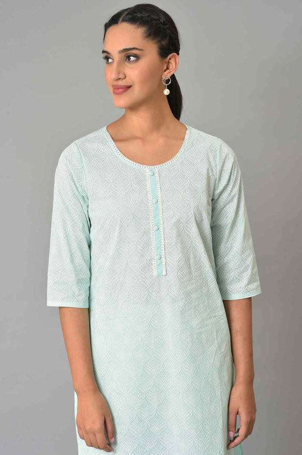 Blue Printed Cotton kurta