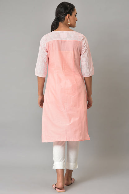 Pink Printed Cotton kurta