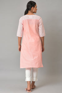 Pink Printed Cotton Kurta