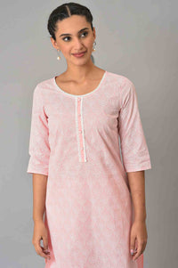 Pink Printed Cotton Kurta